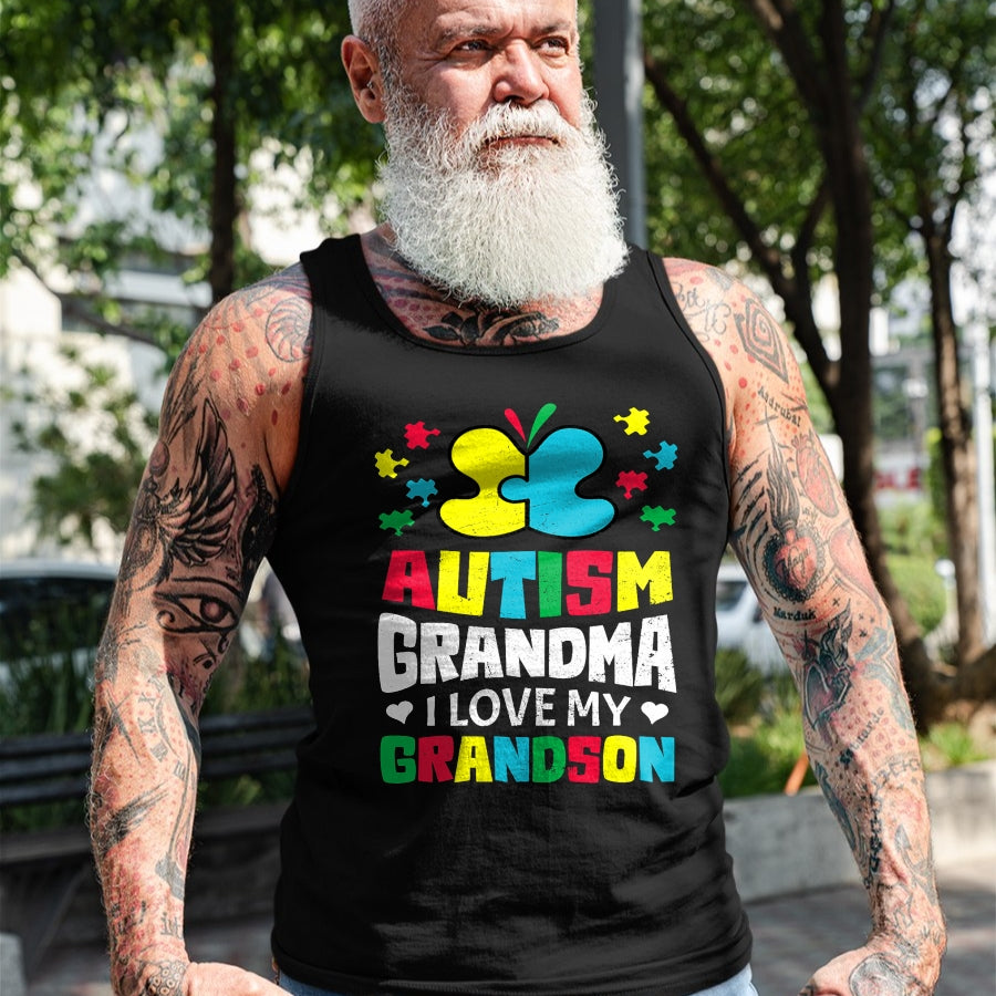 Best Grandma Shirt, Proud Grandma Unisex T-Shirt/Hoodie/Sweatshirt HLT00 - Autism Grandma I Love My Grandson Autistic Awareness T-Shirt