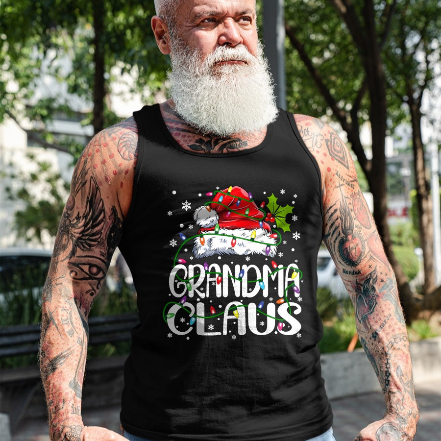 Best Grandma Shirt, Proud Grandma Unisex T-Shirt/Hoodie/Sweatshirt HLT00 - Grandma Claus Christmas Lights Pajama Family Matching T-Shirt