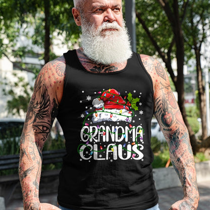 Best Grandma Shirt, Proud Grandma Unisex T-Shirt/Hoodie/Sweatshirt HLT00 - Grandma Claus Christmas Lights Pajama Family Matching Long Sleeve T-Shirt