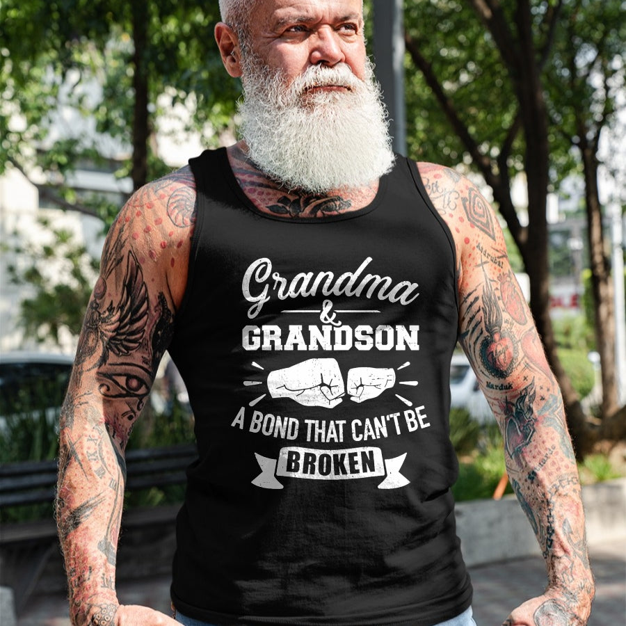 Best Grandma Shirt, Proud Grandma Unisex T-Shirt/Hoodie/Sweatshirt HLT00 - Grandma and grandson bond that can't be broken T-Shirt