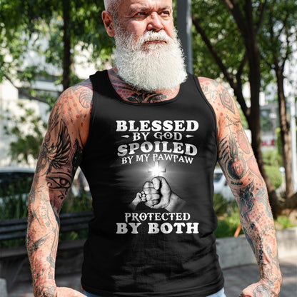 Best Grandma Shirt, Proud Grandma Unisex T-Shirt/Hoodie/Sweatshirt HLT00 - Blessed By God Spoiled By My Pawpaw Protected By Both T-Shirt
