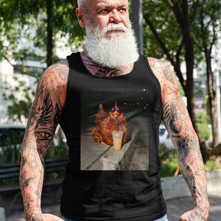 Best Farmer Life Shirt, Funny Farmer UnisexT-Shirt/Hoodie/Sweatshirt HLT00 - Chicken Drinking Iced Coffee Funny Chicken Lover Farmer T-Shirt (1)