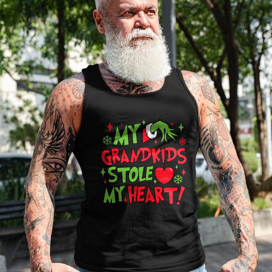 Best Grandma Shirt, Proud Grandma Unisex T-Shirt/Hoodie/Sweatshirt HLT00 - My Grandkids Stole My Heart Vintage Grandma Christmas Xmas T-Shirt