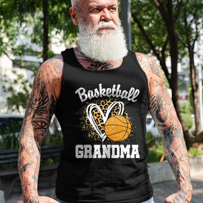 Best Grandma Shirt, Proud Grandma Unisex T-Shirt/Hoodie/Sweatshirt HLT00 - Basketball Grandma Leopard Heart T-Shirt