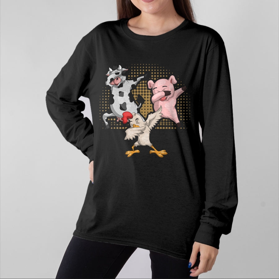 Best Farmer Life Shirt, Funny Farmer UnisexT-Shirt/Hoodie/Sweatshirt HLT00 - Dabbing Chicken Pig Cow Funny Farm Animal T-Shirt
