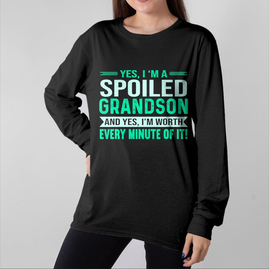 Best Grandma Shirt, Proud Grandma Unisex T-Shirt/Hoodie/Sweatshirt HLT00 - Favorite Spoiled Grandson Birthday T-Shirt