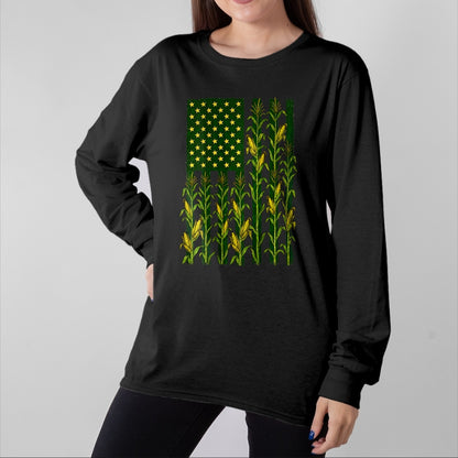 Best Farmer Life Shirt, Funny Farmer UnisexT-Shirt/Hoodie/Sweatshirt HLT00 - (Back) Vintage Corn American Flag Patriotic Farmer Farm Flag T-Shirt