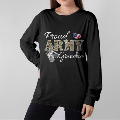 Best Grandma Shirt, Proud Grandma Unisex T-Shirt/Hoodie/Sweatshirt HLT00 - Proud Army Grandma Shirt Military Pride T-Shirt