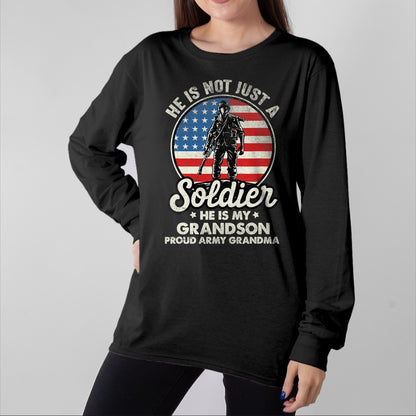 Best Grandma Shirt, Proud Grandma Unisex T-Shirt/Hoodie/Sweatshirt HLT00 - My Grandson Is A Soldier Quote Proud Army Grandma T-Shirt