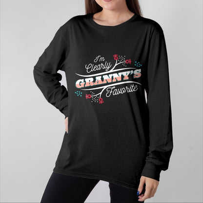 Best Grandma Shirt, Proud Grandma Unisex T-Shirt/Hoodie/Sweatshirt HLT00 - I'm Clearly Granny's Favorite Grandson Granddaughter Grandma T-Shirt