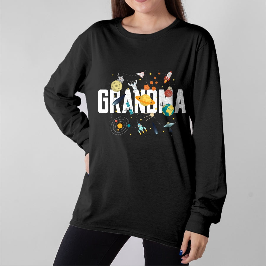 Best Grandma Shirt, Proud Grandma Unisex T-Shirt/Hoodie/Sweatshirt HLT00 - Grandma Outer Space Birthday Party Grandson B-Day Matching T-Shirt
