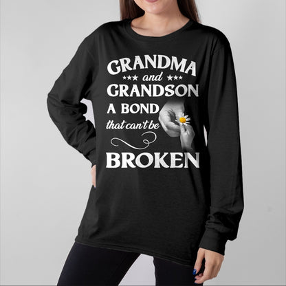 Best Grandma Shirt, Proud Grandma Unisex T-Shirt/Hoodie/Sweatshirt HLT00 - Grandma and Grandson A Bond That Can't Be Broken T-Shirt (2)