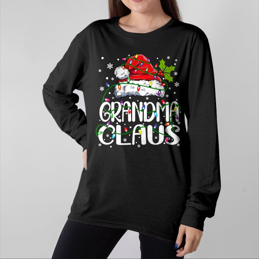 Best Grandma Shirt, Proud Grandma Unisex T-Shirt/Hoodie/Sweatshirt HLT00 - Grandma Claus Christmas Lights Pajama Family Matching T-Shirt