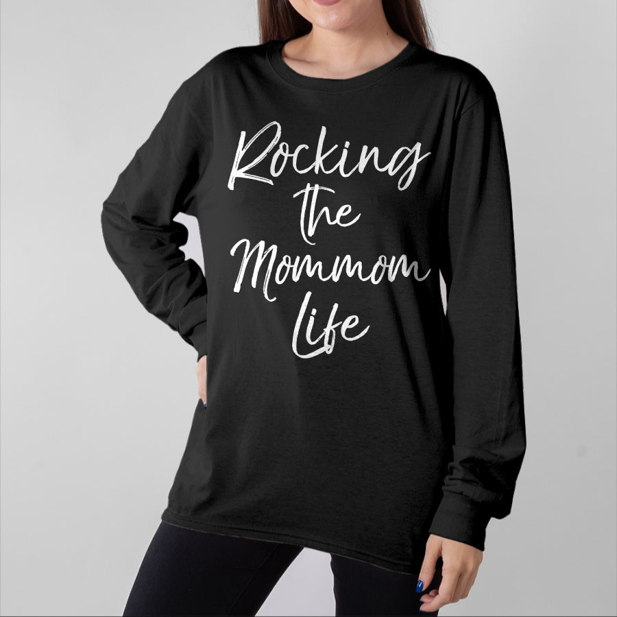 Best Grandma Shirt, Proud Grandma Unisex T-Shirt/Hoodie/Sweatshirt HLT00 - Womens Music Grandma Gift from Grandkids Rocking the Mommom Life V-Neck T-Shirt