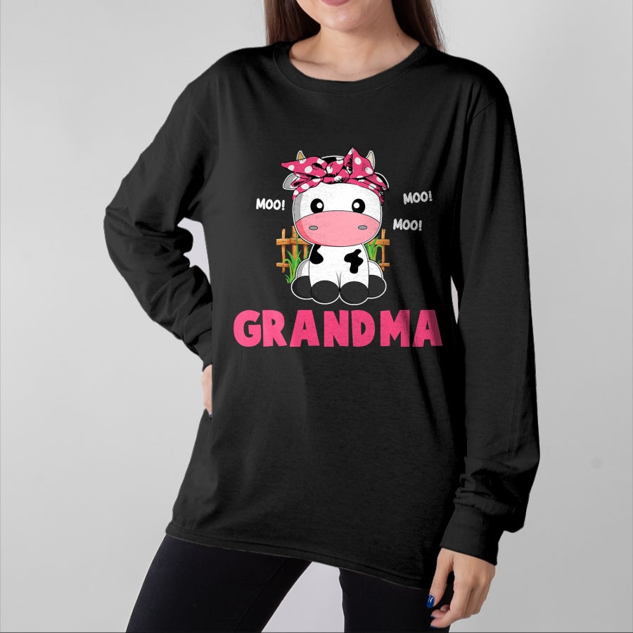 Best Grandma Shirt, Proud Grandma Unisex T-Shirt/Hoodie/Sweatshirt HLT00 - Funny Grandma Cow Cute Cow Farmer Birthday Matching Family T-Shirt