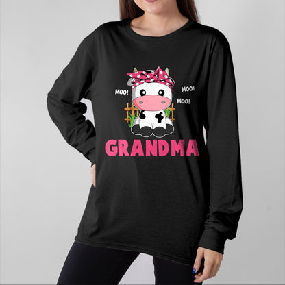 Best Grandma Shirt, Proud Grandma Unisex T-Shirt/Hoodie/Sweatshirt HLT00 - Funny Grandma Cow Cute Cow Farmer Birthday Matching Family T-Shirt