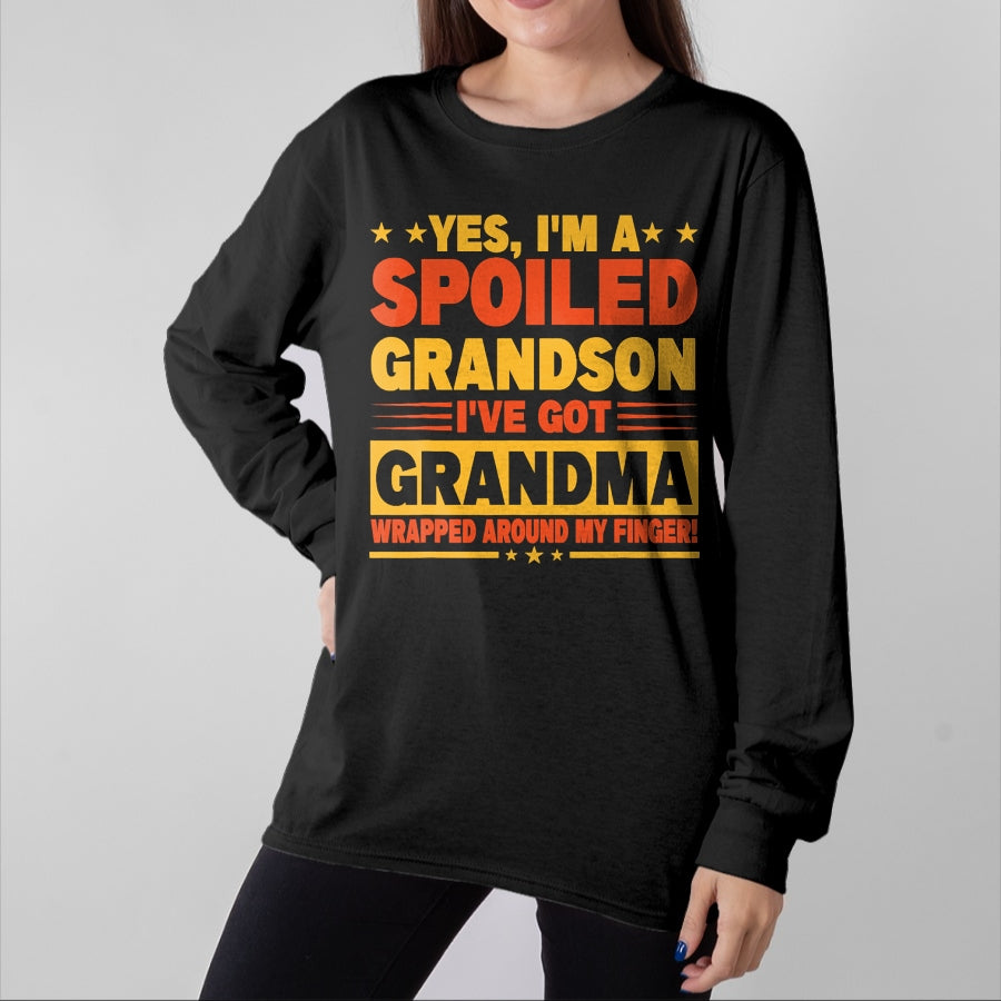 Best Grandma Shirt, Proud Grandma Unisex T-Shirt/Hoodie/Sweatshirt HLT00 - Funny Grandparents Grandpa Grandma Spoiled Grandson T-Shirt