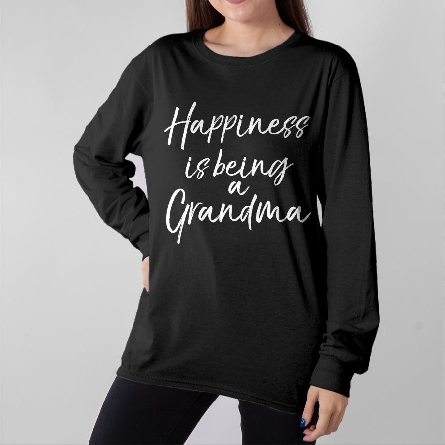 Best Grandma Shirt, Proud Grandma Unisex T-Shirt/Hoodie/Sweatshirt HLT00 - Womens Grandmother Gift from Grandkids Happiness is Being a Grandma V-Neck T-Shirt