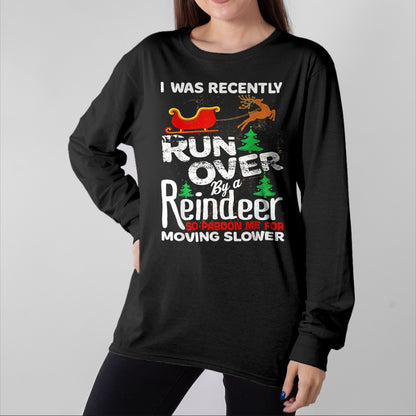 Best Grandma Shirt, Proud Grandma Unisex T-Shirt/Hoodie/Sweatshirt HLT00 - Grandma Got Run Over By A Reindeer Christmas So Pardon Me T-Shirt