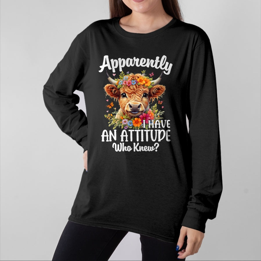 Best Farmer Life Shirt, Funny Farmer UnisexT-Shirt/Hoodie/Sweatshirt HLT00 - Apparently I Have an Attitude Who Knew Highland Cow Print T-Shirt