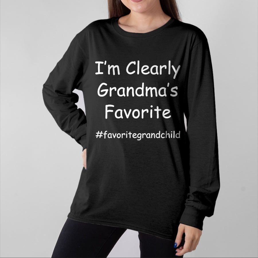 Best Grandma Shirt, Proud Grandma Unisex T-Shirt/Hoodie/Sweatshirt HLT00 - I'm Clearly Grandma's Favorite Funny Granddaughter Grandson T-Shirt (1)