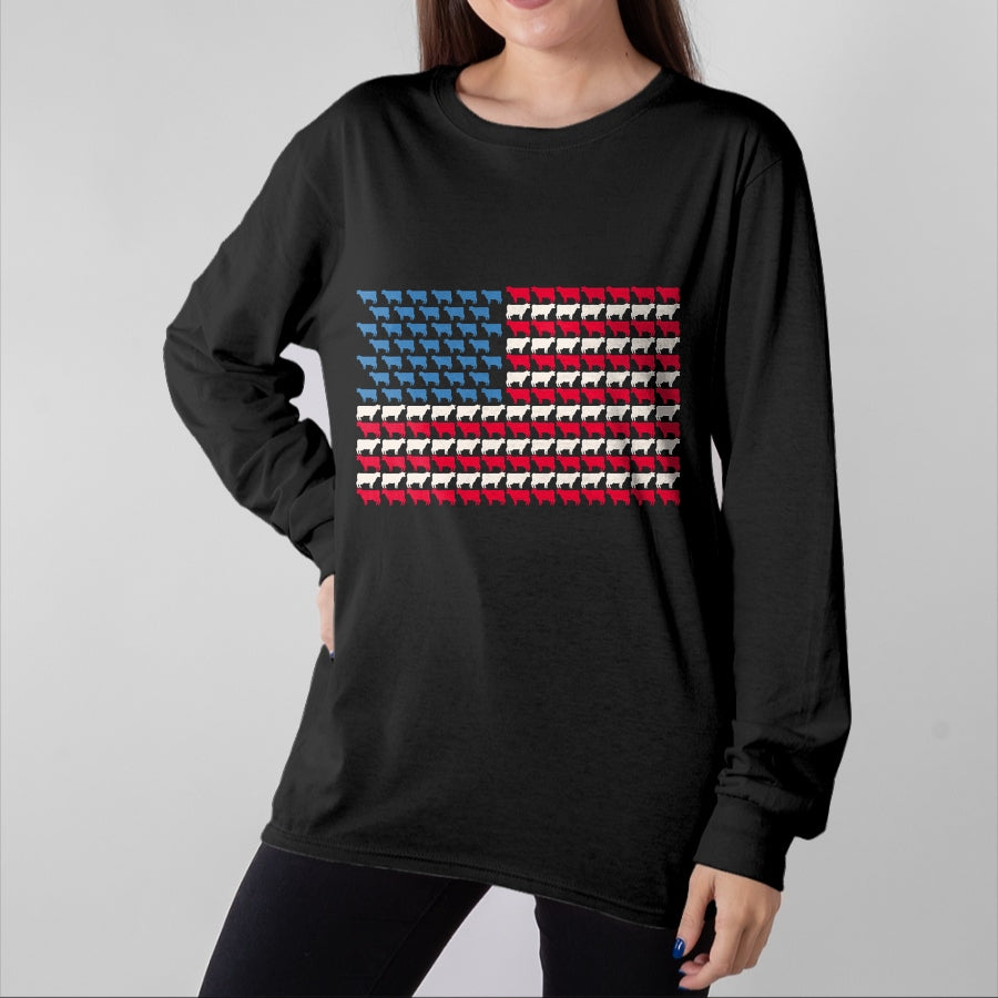 Best Farmer Life Shirt, Funny Farmer UnisexT-Shirt/Hoodie/Sweatshirt HLT00 - Cow American Flag Heifer US 4th of July Farm Cattle USA Gift T-Shirt