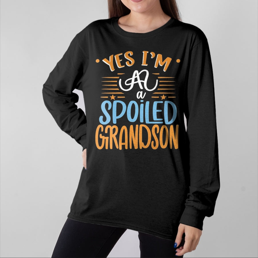 Best Grandma Shirt, Proud Grandma Unisex T-Shirt/Hoodie/Sweatshirt HLT00 - yes I'm a spoiled grandson T-Shirt (5)