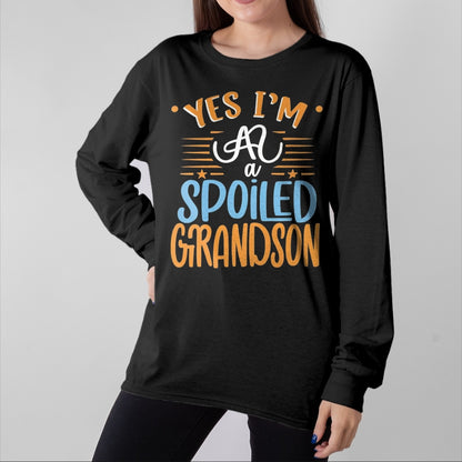 Best Grandma Shirt, Proud Grandma Unisex T-Shirt/Hoodie/Sweatshirt HLT00 - yes I'm a spoiled grandson T-Shirt (5)