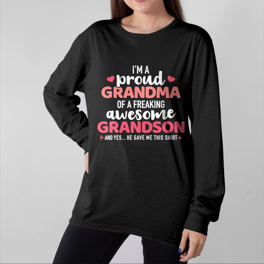 Best Grandma Shirt, Proud Grandma Unisex T-Shirt/Hoodie/Sweatshirt HLT00 - Proud grandma of an awesome grandson T-Shirt