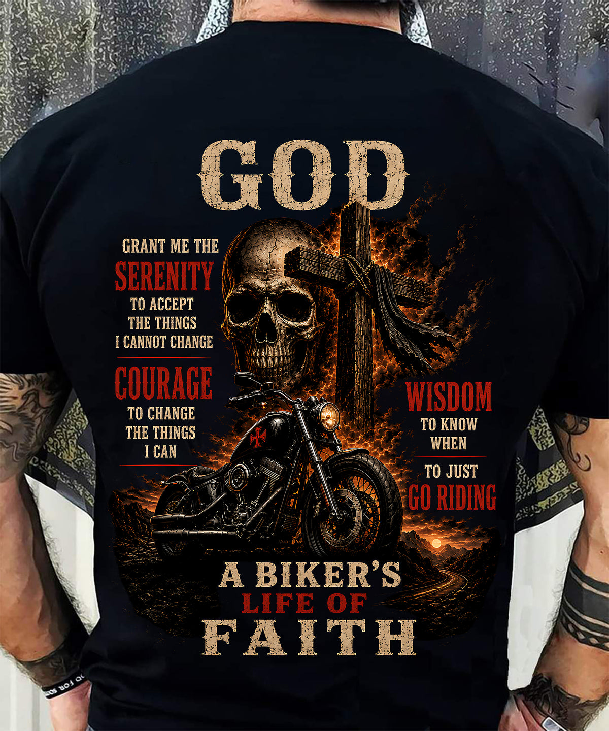 GOD, GRANT ME SERENITY, COURAGE, WISDOM & FAITH TO RIDE ON - SHIRT FOR MEN - LUNA00 (SKU2608-391)