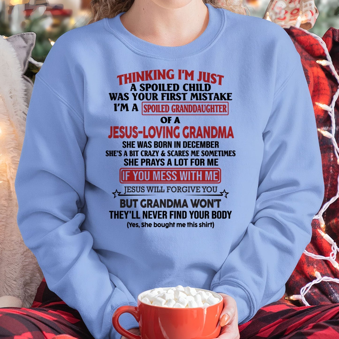 Christian Girl Shirt – Spoiled by Grandma December Edition – From Grandma to Granddaughter LUNA12 (SKU07-181-12)