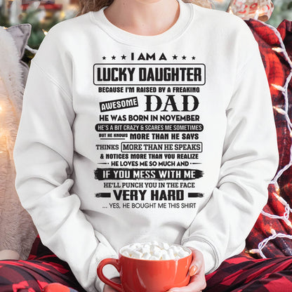November - Lucky Daughter of Awesome Dad - Perfect Gift For Daughter From Dad - LUNA11 (SKU08-47-11)