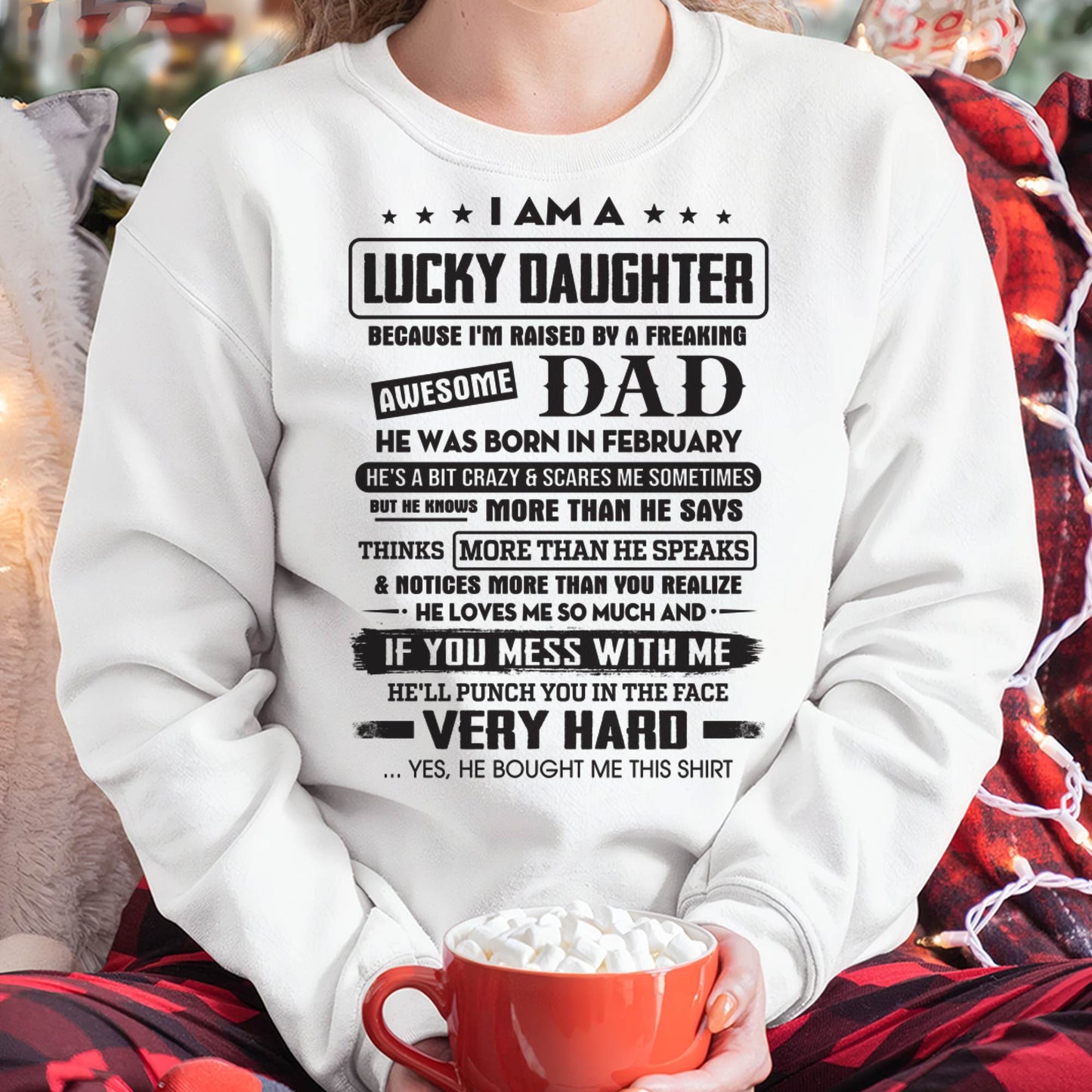 February - Lucky Daughter of Awesome Dad - Perfect Gift For Daughter From Dad - LUNA02 (SKU08-47-02)