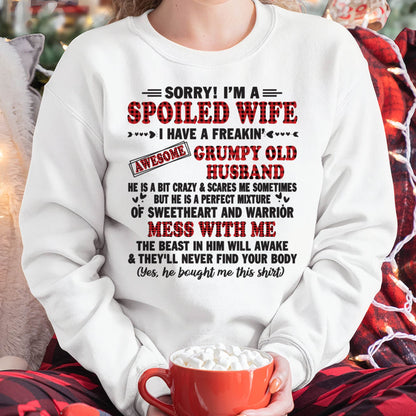 SPOILED WIFE OF AWESOME GRUMPY OLD HUSBAND - PERFECT GIFT  FROM HUSBAND - LUNA00 (SKU12-111-00)