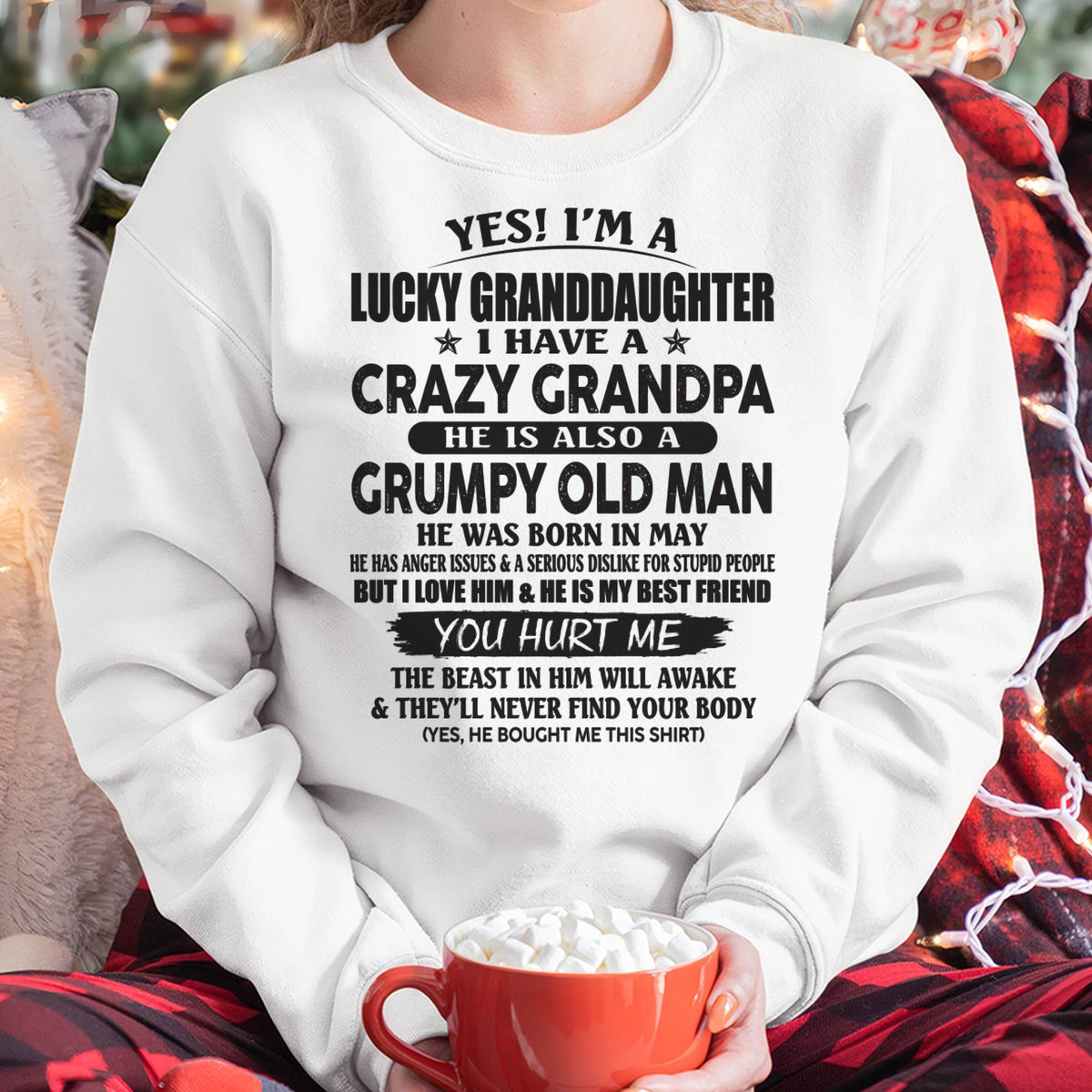 MAY - LUCKY GRANDDAUGHTER OF CRAZY GRANDPA - PERFECT GIFT FOR YOUR GRANDDAUGHTER FROM GRANDPA - LUNA05 (SKU10-150-05)