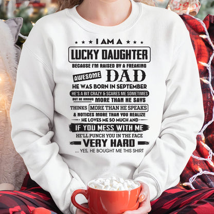 September - Lucky Daughter of Awesome Dad - Perfect Gift For Daughter From Dad - LUNA09 (SKU08-47-09)