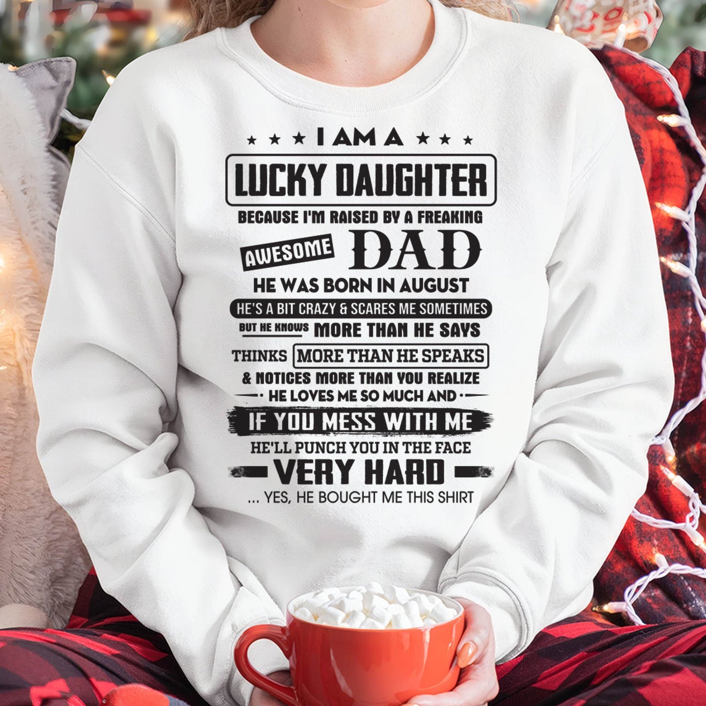 August - Lucky Daughter of Awesome Dad - Perfect Gift For Daughter From Dad - LUNA08 (SKU08-47-08)