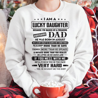 August - Lucky Daughter of Awesome Dad - Perfect Gift For Daughter From Dad - LUNA08 (SKU08-47-08)