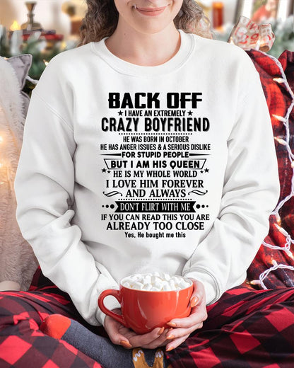 October - Back Off I Have An Extremely Crazy Boyfriend - Gift For Wife From Husband - LUNA10 (SKUT-BACKOFF-10)