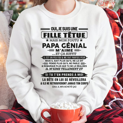 Oui, je suis une fille têtue – T-shirt | Cadeau d’anniversaire de papa pour sa fille - LUNA00 / fr00 (SKU12-197)