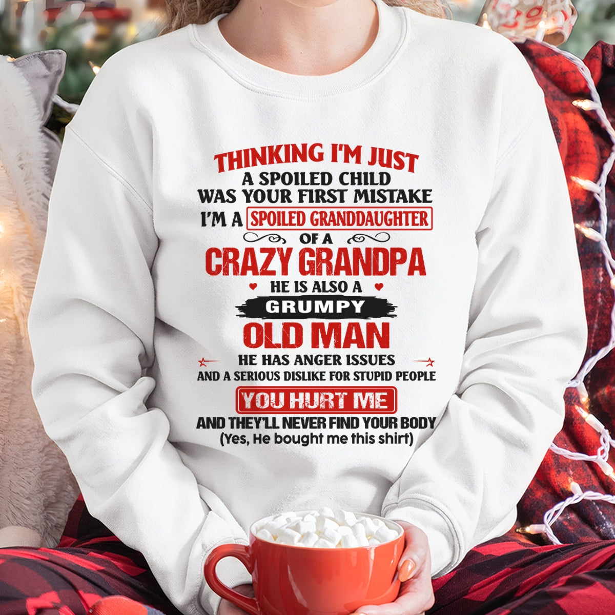 Spoiled Granddaughter of a Crazy Grandpa Shirt – Birthday Gift from Grandpa / Man - LUNA00 (SKU12-200-00)
