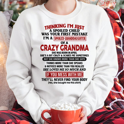 APRIL - I'M A SPOILED GRANDDAUGHTER OF A CRAZY GRANDMA - From Grandma - LUNA04 (SKU-GMD1-NTT04)