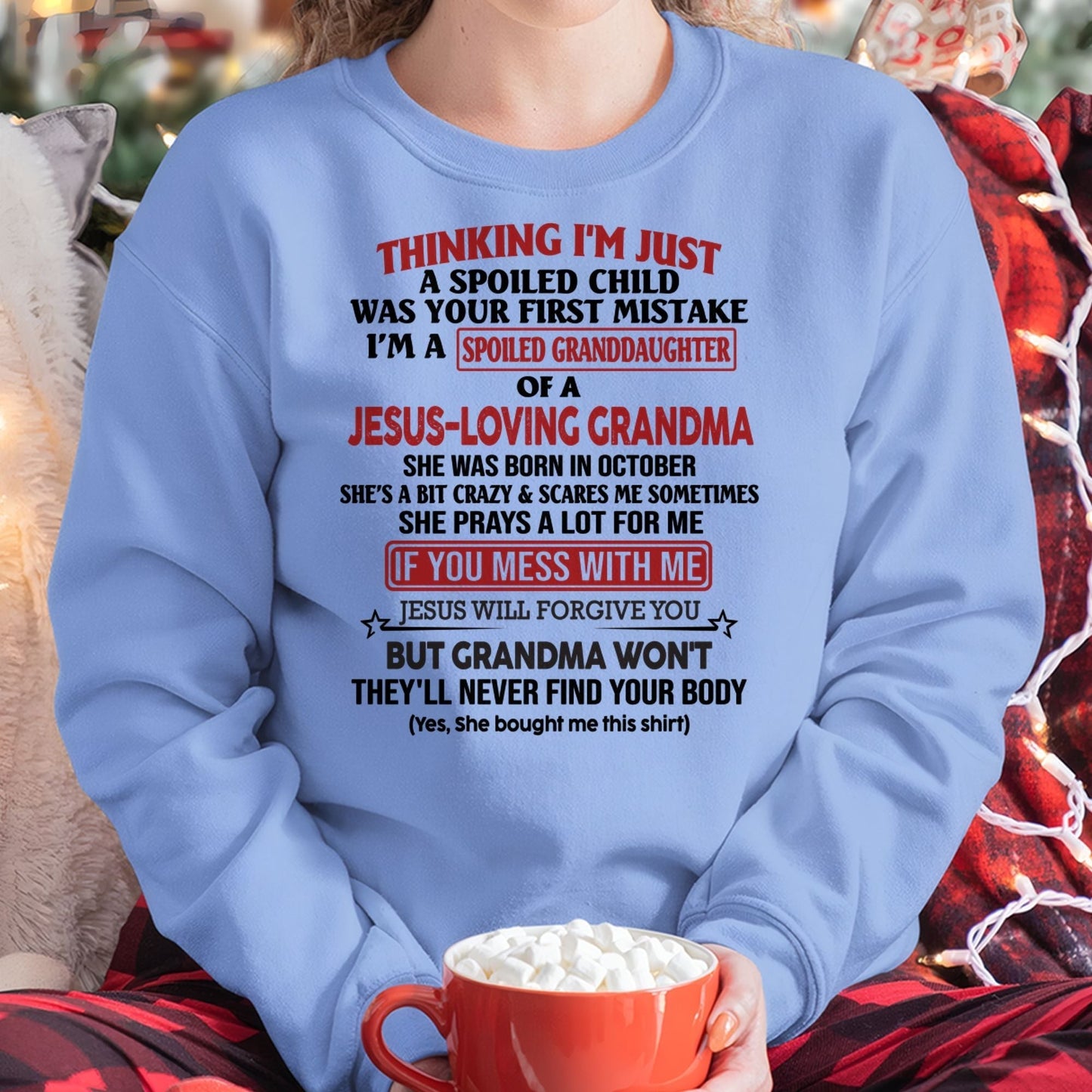 Christian Girl Shirt – Spoiled by Grandma October Edition – From Grandma to Granddaughter NINA10 (SKU07-181-10)