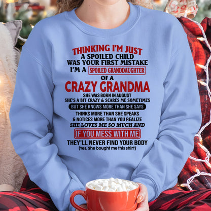 AUGUST - I'M A SPOILED GRANDDAUGHTER OF A CRAZY GRANDMA - From Grandma - LUNA08 (SKU-GMD1-NTT08)
