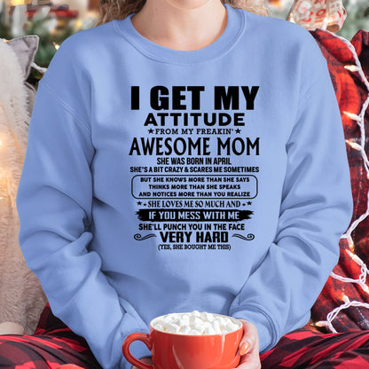 Thanks Mom - I GET MY ATTITUDE FROM MY FREAKIN' AWESOME MOM - Gift for Son and Daughter From Mom - LUNA04 (SKU-TMD-CU-04)