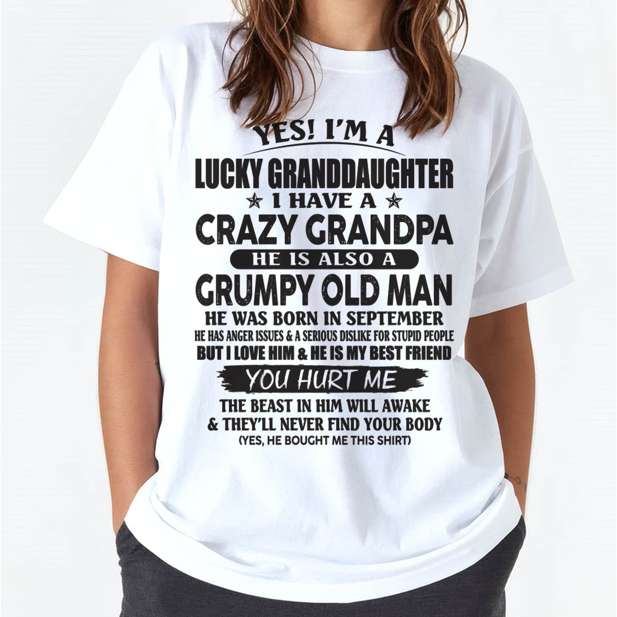 SEPTEMBER - LUCKY GRANDDAUGHTER OF CRAZY GRANDPA - PERFECT GIFT FOR YOUR GRANDDAUGHTER FROM GRANDPA - LUNA09 (SKU10-150-09)