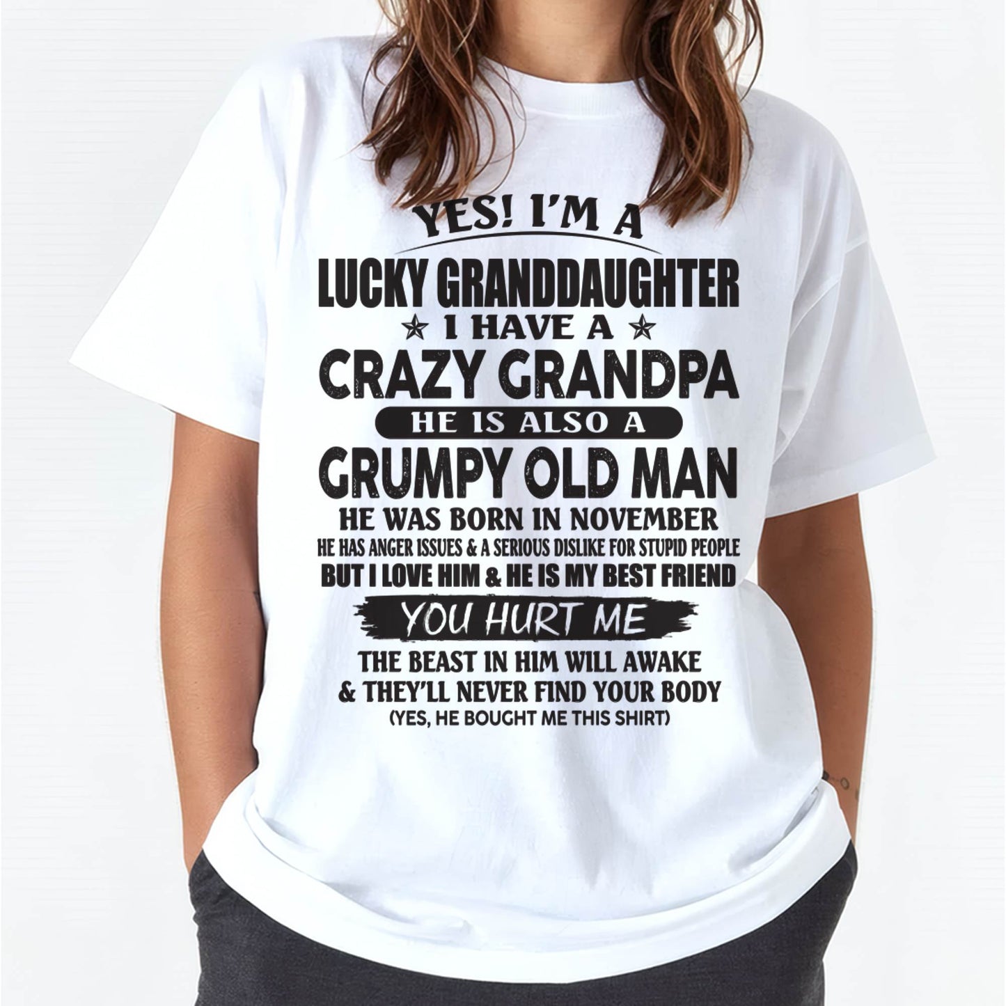 NOVEMBER - LUCKY GRANDDAUGHTER OF CRAZY GRANDPA - PERFECT GIFT FOR YOUR GRANDDAUGHTER FROM GRANDPA - LUNA11 (SKU10-150-11)
