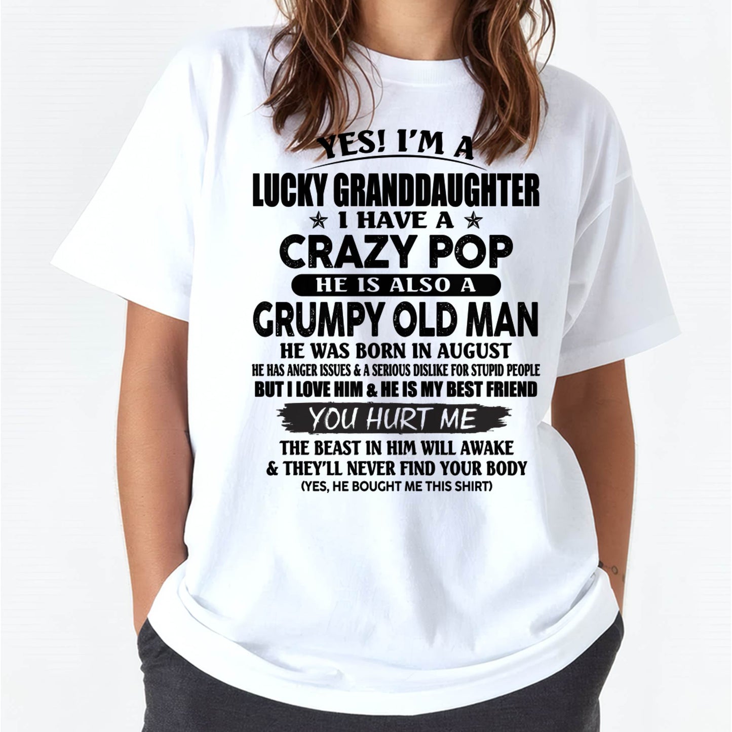 AUGUST - LUCKY GRANDDAUGHTER OF CRAZY POP - PERFECT GIFT FOR YOUR GRANDDAUGHTER FROM POP - LUNA08 (SKU12-39-08)