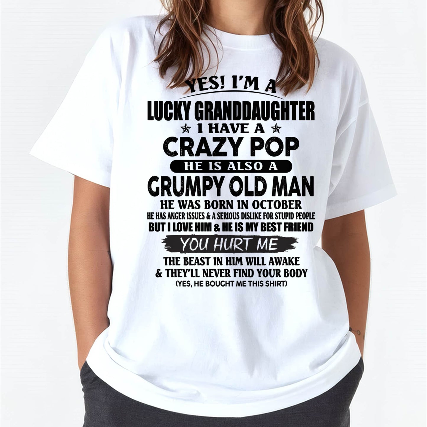 OCTOBER - LUCKY GRANDDAUGHTER OF CRAZY POP - PERFECT GIFT FOR YOUR GRANDDAUGHTER FROM POP - LUNA10 (SKU12-39-10)