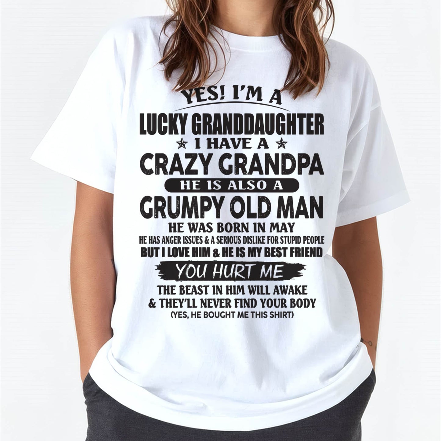 MAY - LUCKY GRANDDAUGHTER OF CRAZY GRANDPA - PERFECT GIFT FOR YOUR GRANDDAUGHTER FROM GRANDPA - LUNA05 (SKU10-150-05)